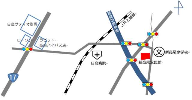 新高尾公民館　２階　ホールへの地図