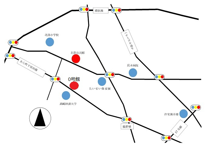 0号館（下小塙町1387番地3）への地図