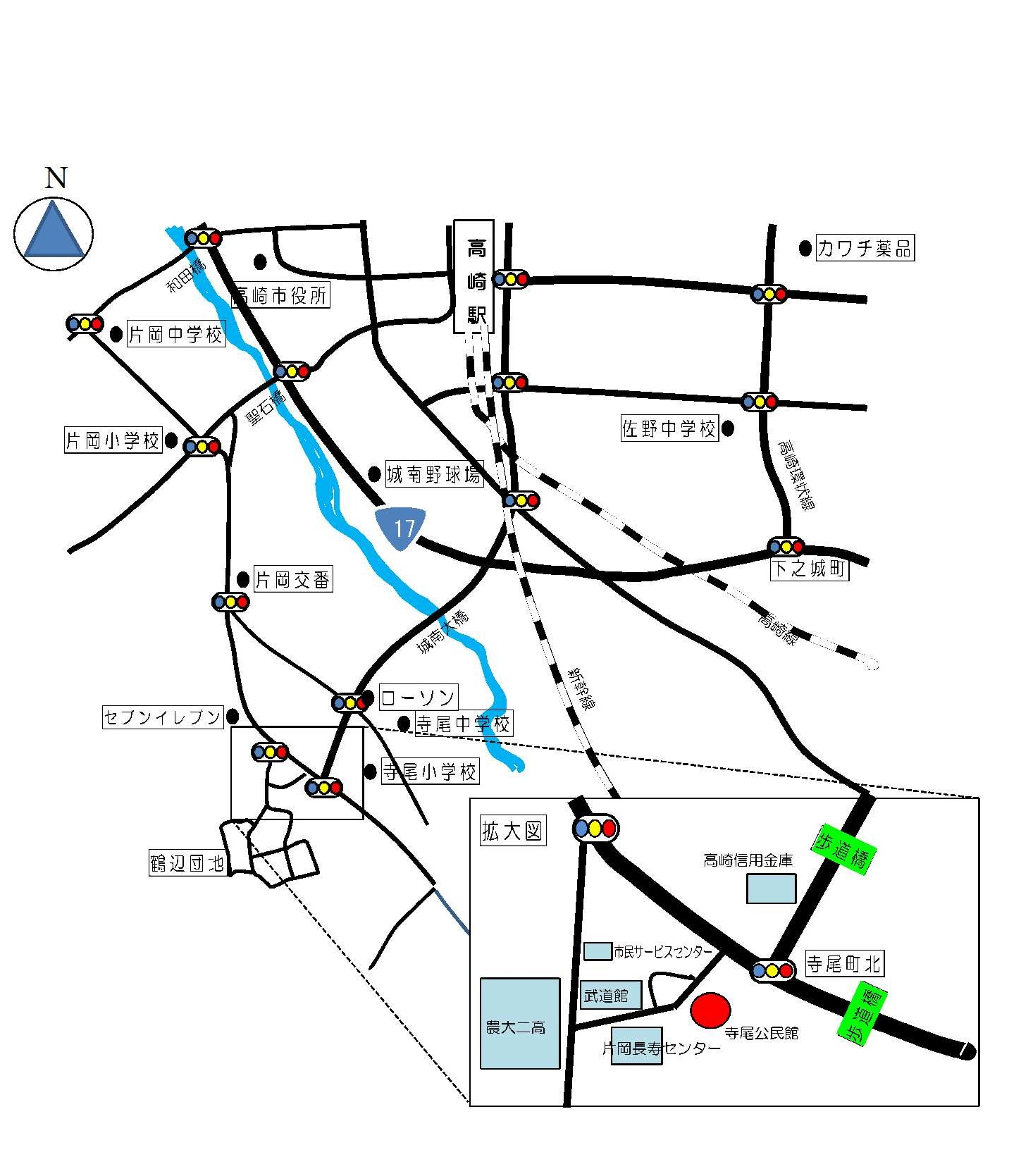 寺尾公民館　2階　講義室　への地図