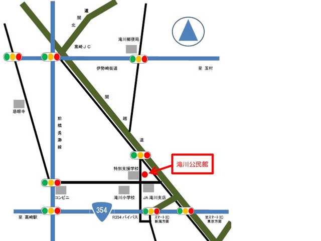 高崎市滝川公民館　2階　ホール への地図