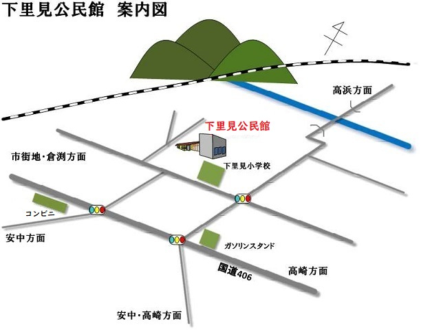 下里見公民館　実習室への地図